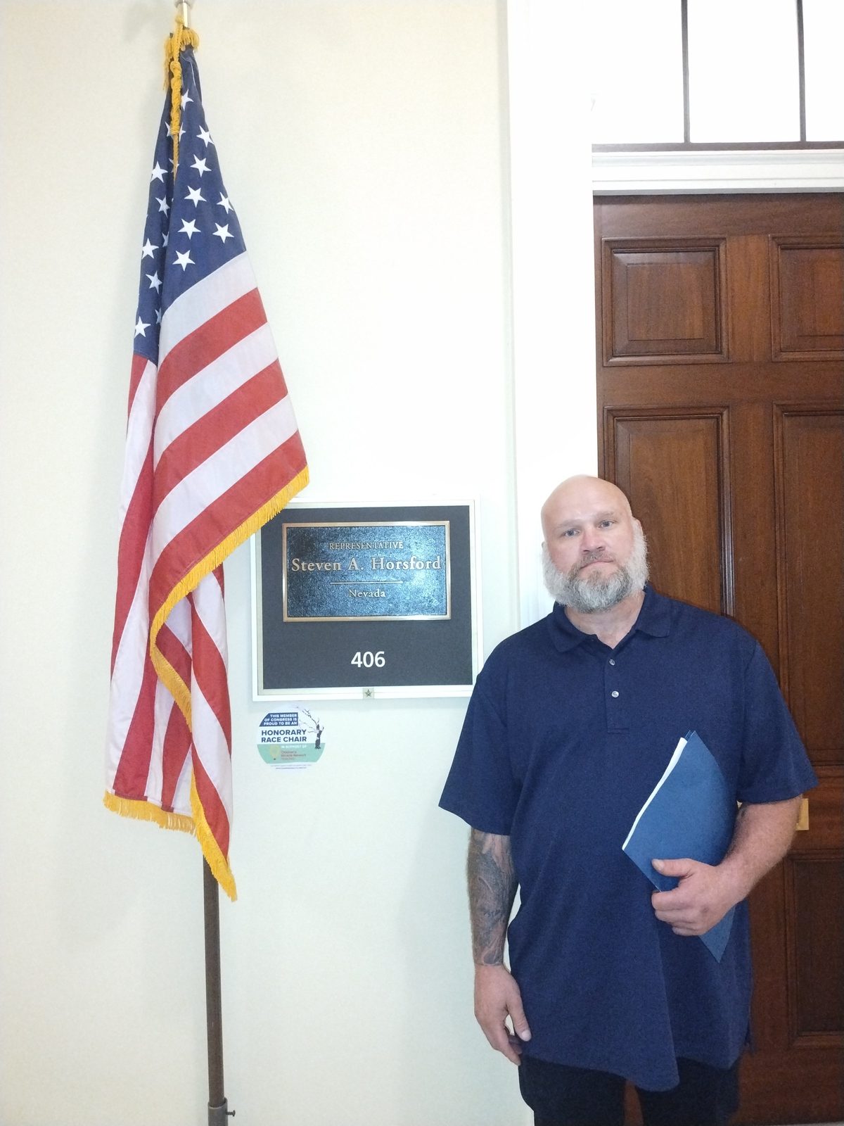 ABLE member outside Representative Steven Horsford's office in Washington D.C.